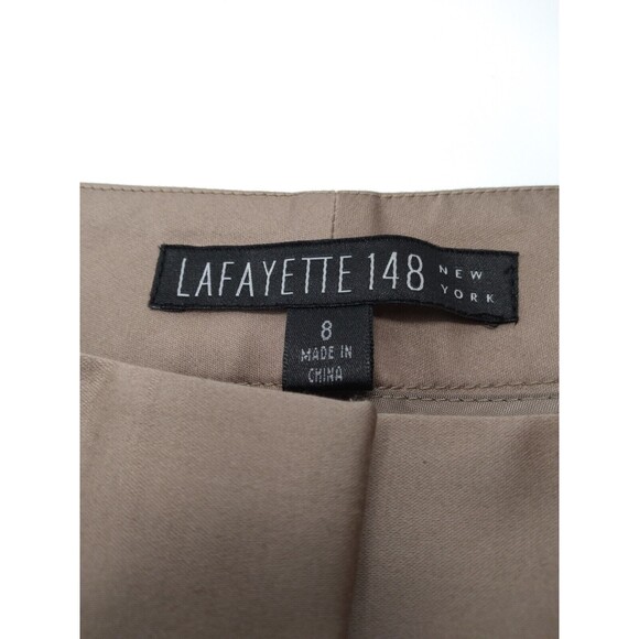 Lafayette 148 woman's brown cotton sateen pants Size 8 stretch career - Picture 6 of 10
